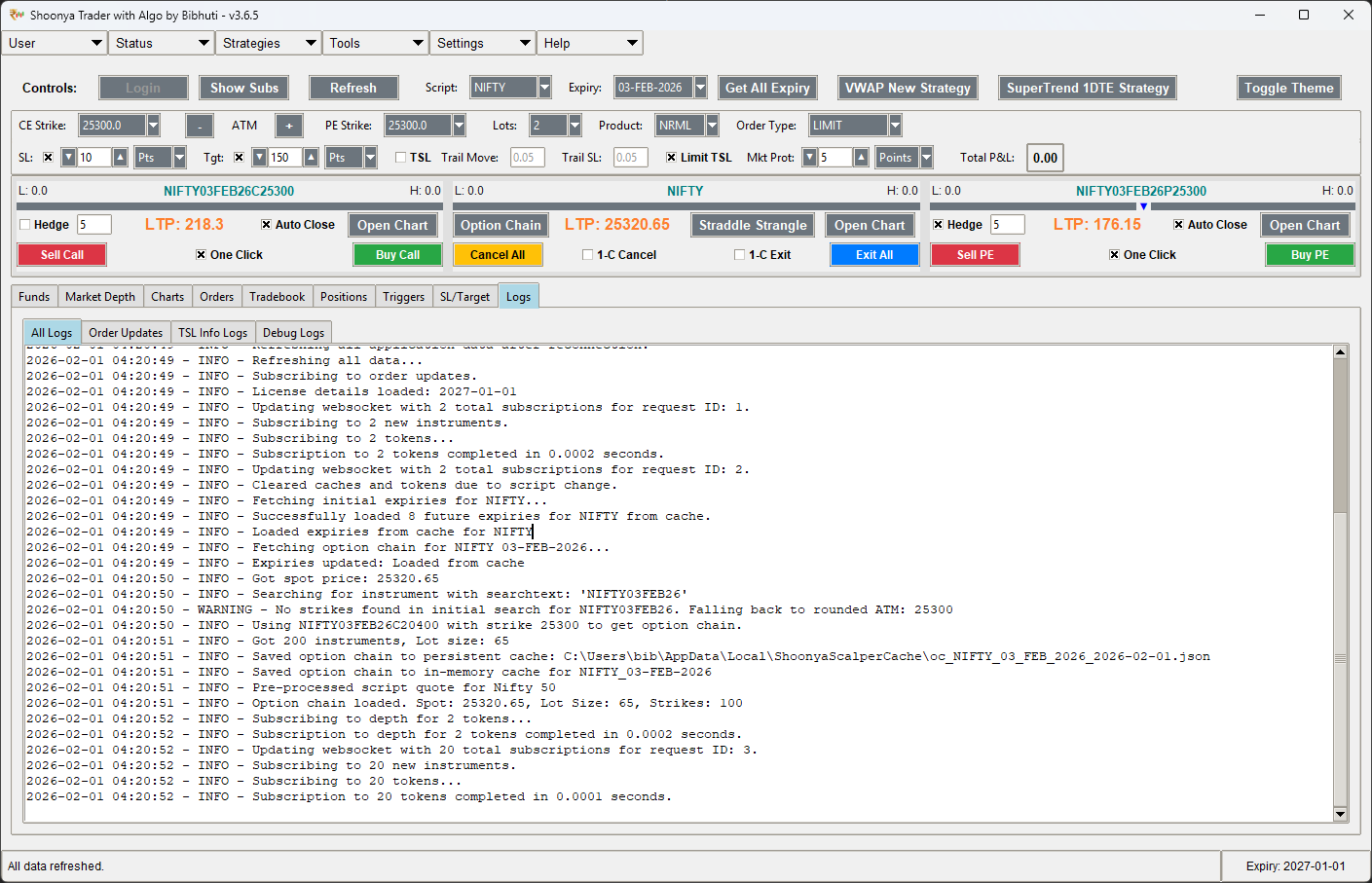 Shoonya Trader Software Interface